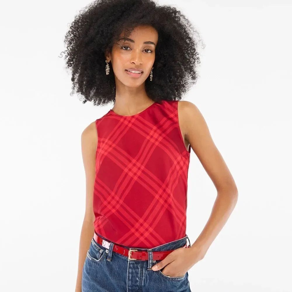 J. Crew Red Plaid Tank Top